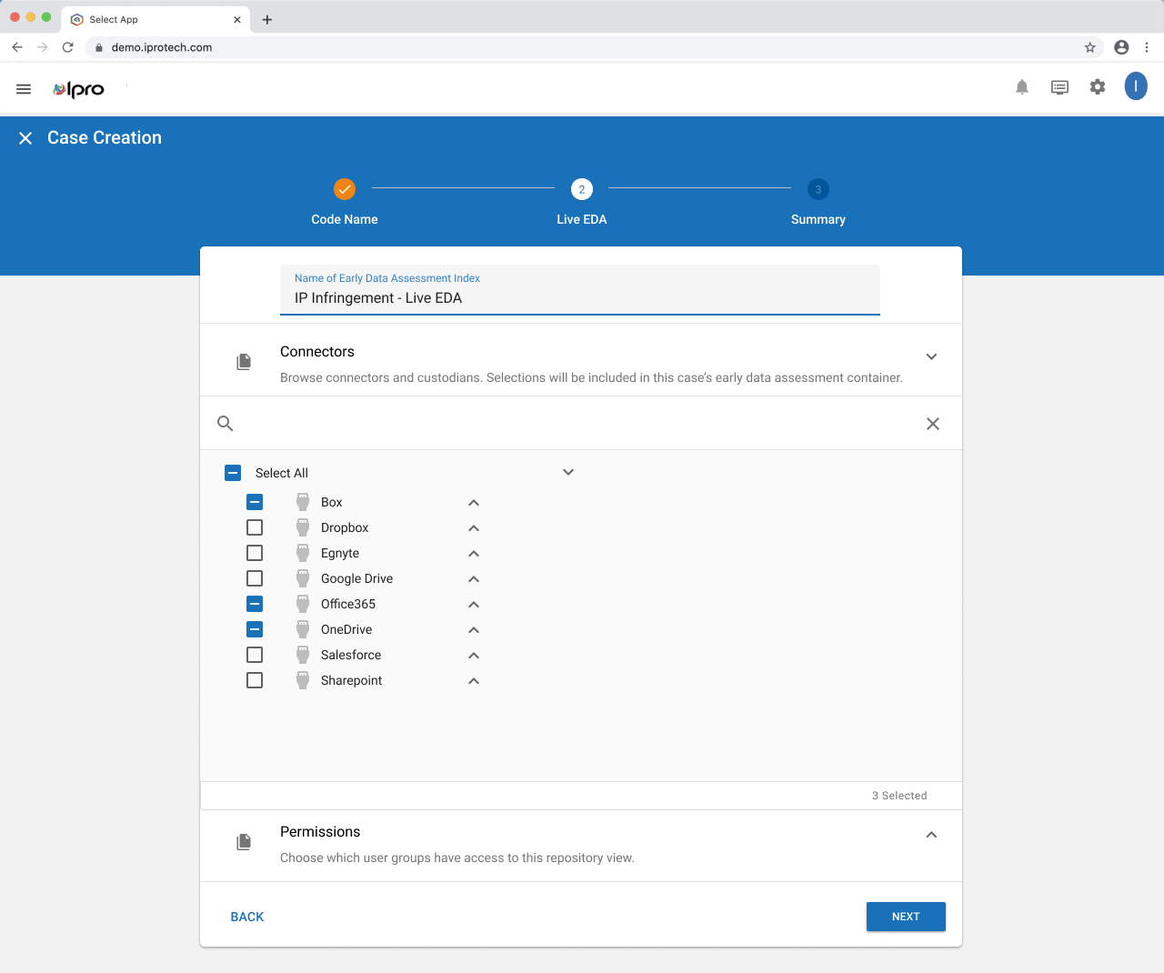 EDA — Case creation step 1