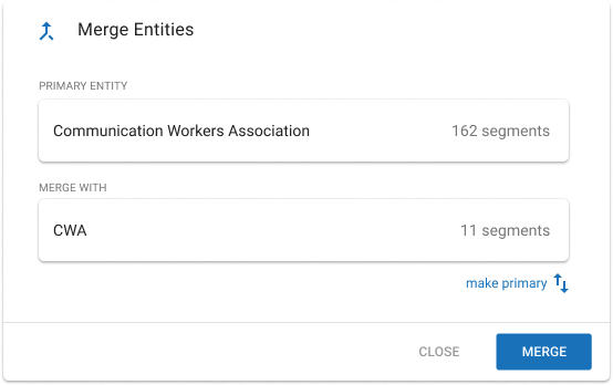 Merge entities dialogue